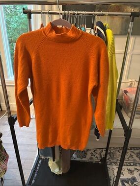 Women's Orange Mock Turtleneck Sweater - Classic Cozy Knit